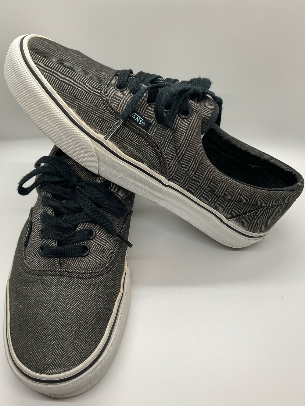 Vans OFF THE WALL Herringbone Tweed Black/Grey Era Sneakers Mens Size 7.5